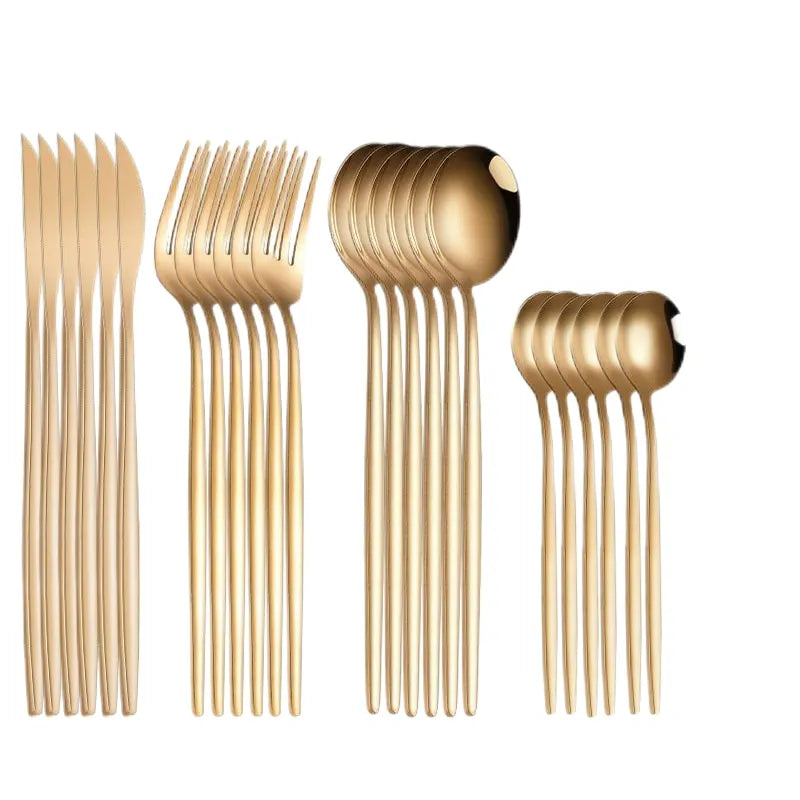 24pcs Gold Dinnerware Set Stainless Steel